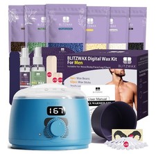BLITZWAX Back Nose Waxing Kit for Men,Hard Wax Warmer for Brazilian,Body  Face
