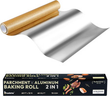 Rotolo di Foglio di Alluminio - 12In X 60Ft, 60Sq.Ft, Rotolo Antiaderente Resistente con Porta