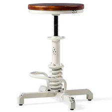 Industrial Retro Vintage Farm Wooden Seat Tractor Stool Kitchen Swivel Height...
