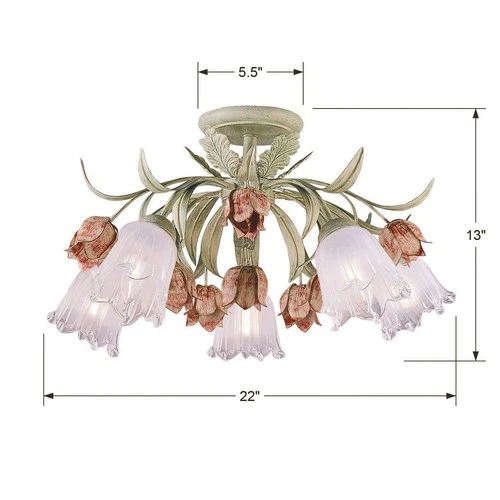 Crystorama Parisian Flower 22" Wide Art Glass Ceiling Light - Picture 7 of 9