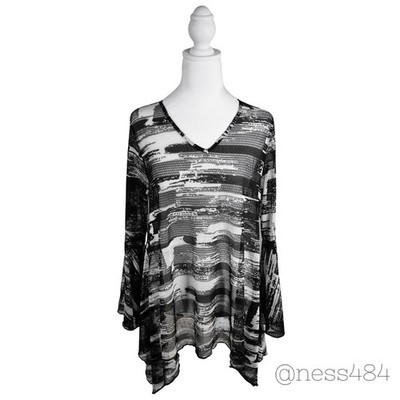 Women's Dor Dor Couture Mesh Top Size M Black White