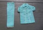 Turquoise Two-Piece Pajama Set   * Vintage 1960s PAK Barbie Mattel * Near Exc