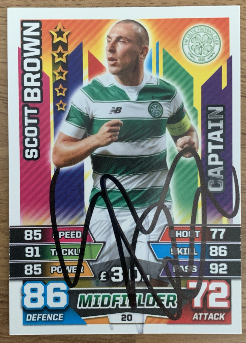 MATCH ATTAX SPFL SIGNED CARD - SCOTT BROWN - CAPTAIN - CELTIC for sale on Ebay