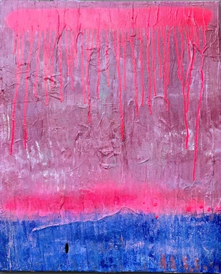 ORIGINAL Acryl Bild Gemälde 60x50 Abstrakt Malerei pink Moderne Kunst HANDGEMALT - Bild 1 von 4