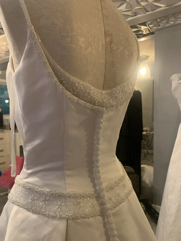 NUEVO CON ETIQUETAS $1100 Muestra Artículo Exquisito Vestido de Novia con Cuentas - Talla 6 Foto 3 de 4
