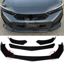 For Honda Civic Glossy Black Front Bumper Chin Lip Spoiler Splitter Body Kit