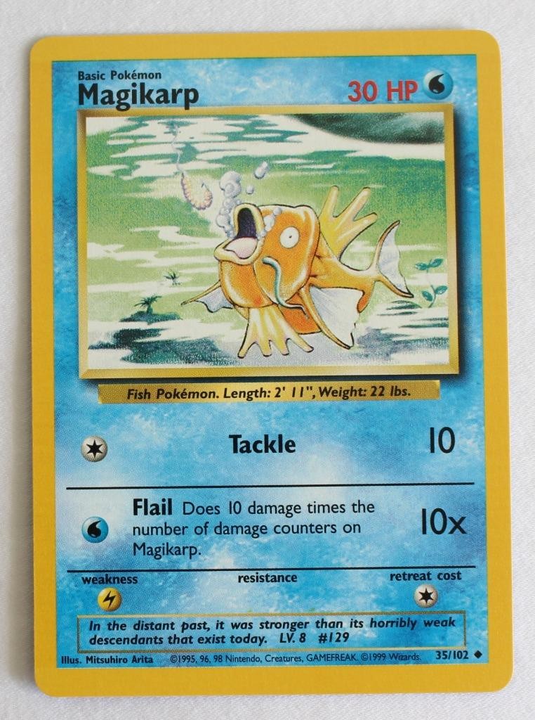 BRAND NEW BASE SET 1ST EDITION POKEMON MAGIKARP 35/102 CARD - 1999   MINT