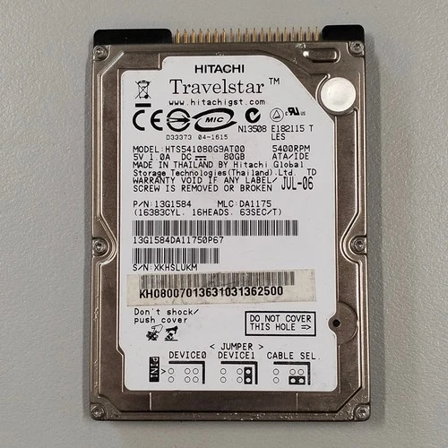 Hitachi Travelstar 80GB 2.5" 5400RPM IDE ATA-100 8MB HDD HTS541080G9AT00 13G1584