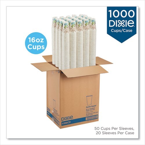 Dixie PerfecTouch Hot Cups, 16oz, Coffee Haze, 50/Sleeve, 20 Sleeves/Carton