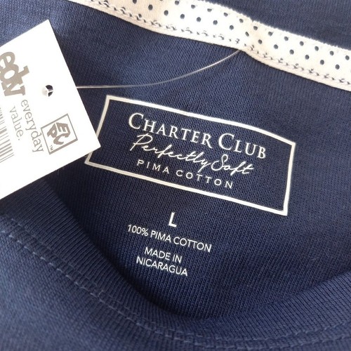 Charter Club L UK 14 16 Dark Blue Pima Cotton Swingy Jersey Tee Top BNWT - Picture 7 of 8