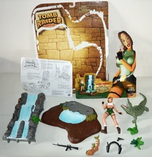 Figurine TOM RAIDER LARA CROFT Echappe au crocodile PLAYMATES vintage 2000