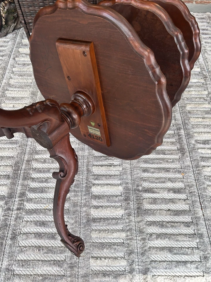 Mesa de mayordomo Imperial Furniture 3 niveles caoba genuina antigua rara Foto 3 de 4