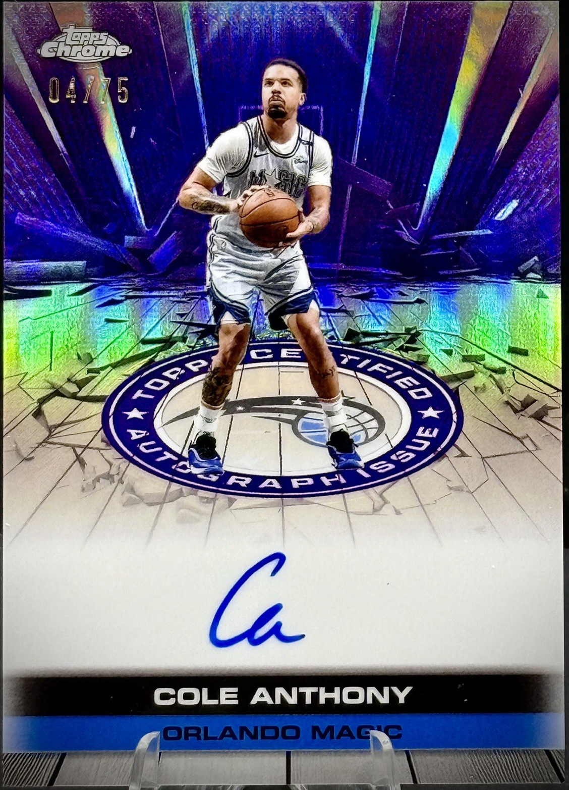 2025-26 Topps Chrome - Cole Anthony #TAI-CA - Purple Refractor Auto /75
