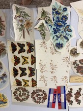 Vintage Ceramic Decal lot Of 120+ Decals Plus gold And Blue And Gold With Bird