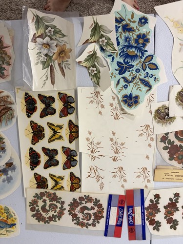 οΏΌVintage Ceramic Decal lot Of 120+ Decals Plus gold And Blue And Gold With Bird