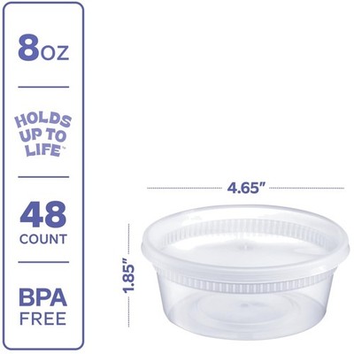 48-Pack 8 oz Deli Plastic Food Storage Containers with Lids