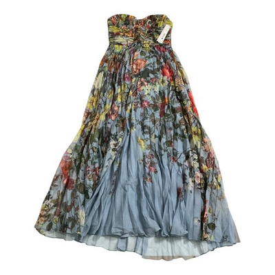 #ad AQUA Women’s L Pleated Floral Summer Casual Party Dress Blue Multicolor NWT $49.99