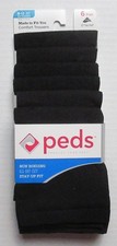 New Womens Size 8-12 Peds Trouser Socks 6 Pairs Black