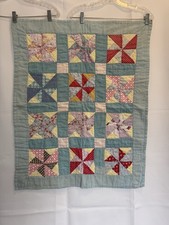 Vintage Handmade Stitched Throw or Quilt Pinwheel Patchwork Baby Crib Blanket