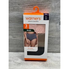 warners blissful benefits 3 pack briefs microfibers women 2XL high waist full