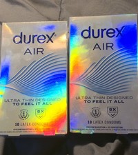 2 Boxes Durex Air Ultra Thin Condoms 20ct New Sealed Exp 05/2029