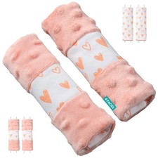 4 Packs Baby Car Seat Straps Cover Pink Shoulder Pads for Baby, Baby Car Seat...