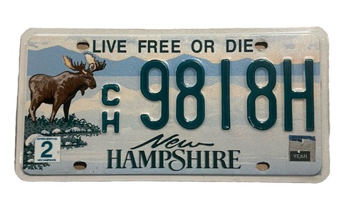 LICENSE PLATE PLATES New Hampshire, Moose 9818 H 