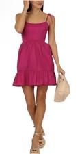 ADRIANNA PAPELL Strapless Taffeta Mini Dress Bright Magenta Pink Size 10