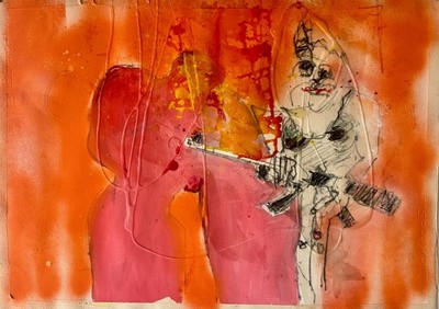 Conny Gabora '' der Partisan'' mixed Media auf Bütte