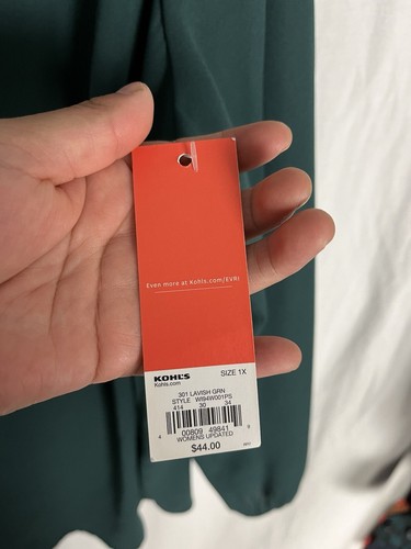 Evri Hunter grüne Bluse mit Bindekragen Größe 1X Arbeitskleidung Party Freizeit Bluse - Bild 4 von 6