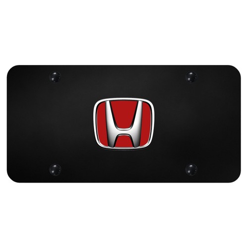 Honda Logo License Plate (Red On Black) - 第 1/3 張圖片