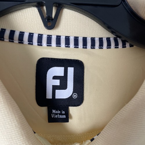FJ FootJoy Mens Polo Shirt Cream Yellow Solid Medium Polyester Short Sleeve - Picture 3 of 9