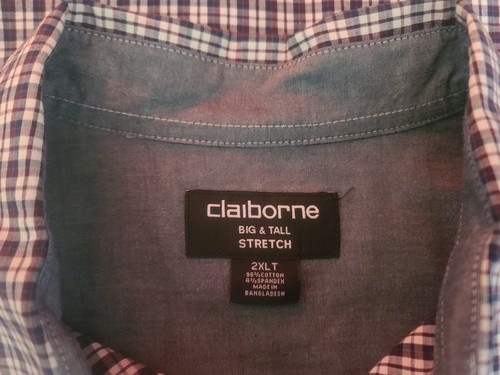Claiborne - Men's Dress Shirt - Burgundy/Blue/White Plaid - Sz 2XLT - Picture 4 of 4