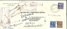 Charleston to Charleston, SC, 1953 Regis. Ret. Recpt., fwd Waterloo, RTS (48012)