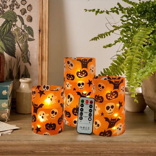 LED Halloween Calavera 4"5"6" Pilar Velas Con Control Remoto - Funciona con Batería - Imagen 2 de 8