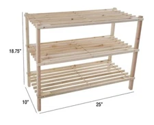 Lavish Home 3-Tier Shoe Storage Organizer Rack Holds 9 Pair, Light Oak