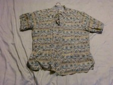 Hawaii Blues Hawaiian Shirt Men's Sz L Multicolor Floral Cotton Made in USA Flaw