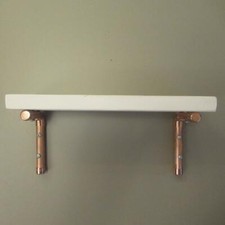 White Shelf with Copper Brackets, Handmade UK, Industrial shelving, Pipe shelf