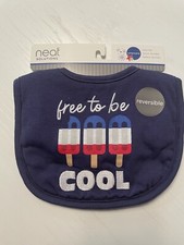 NWT Neat Solutions Baby Reversible Bib Americana Popsicles 4th of July Free to B
