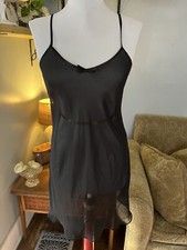 vtg secret treasures womens S lingerie nightie black sheer bows