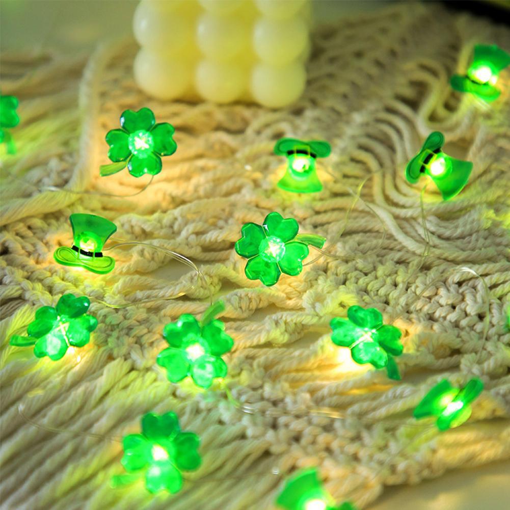 Shamrock Fairy String Lights for St. Patrick's Day - 10/20 LED Bulbs 1/2m T7N7