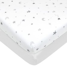 2 Pack Printed 100 Natural Cotton Jersey Knit Fitted Portable/Mini-Crib Shee...