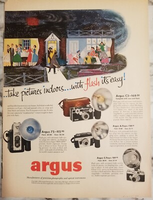 Argus Cameras 3 print ads Life The Saturday Evening Post 1954-1959
