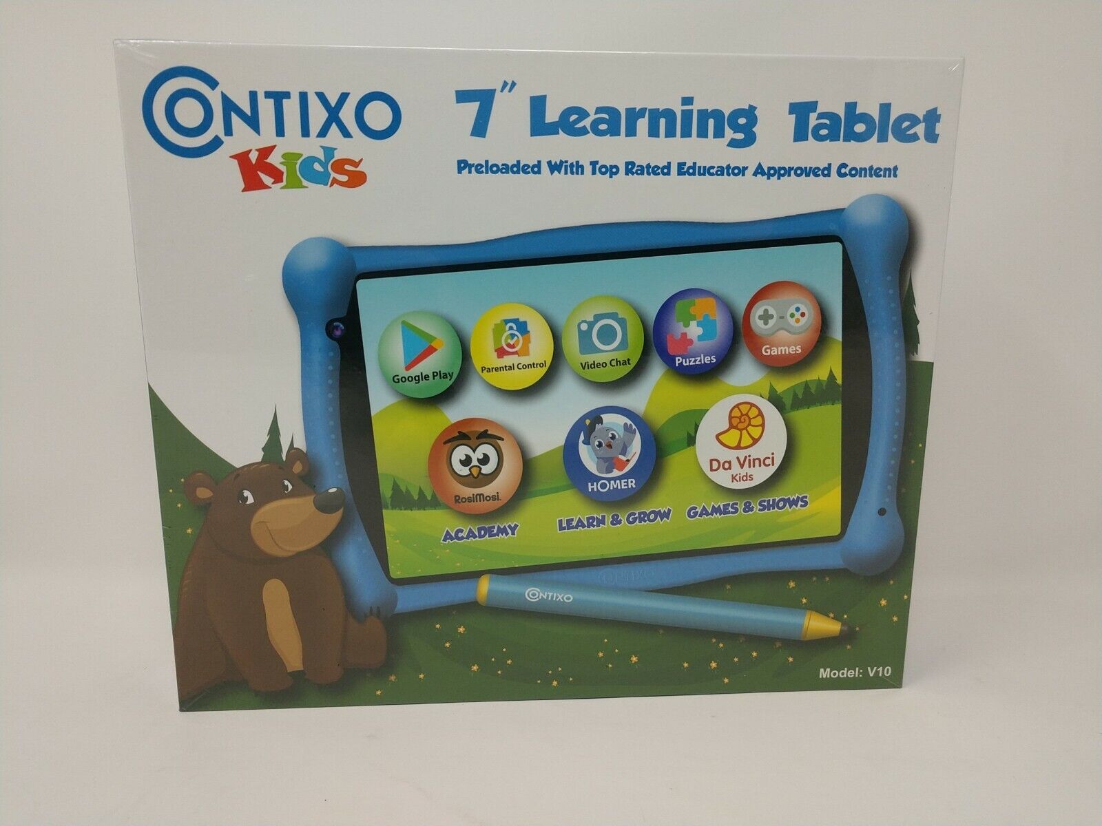 Contixo 7" Kids Learning Tablet, 2GB  Digital Pen + Silicone Case Bundle (Blue)