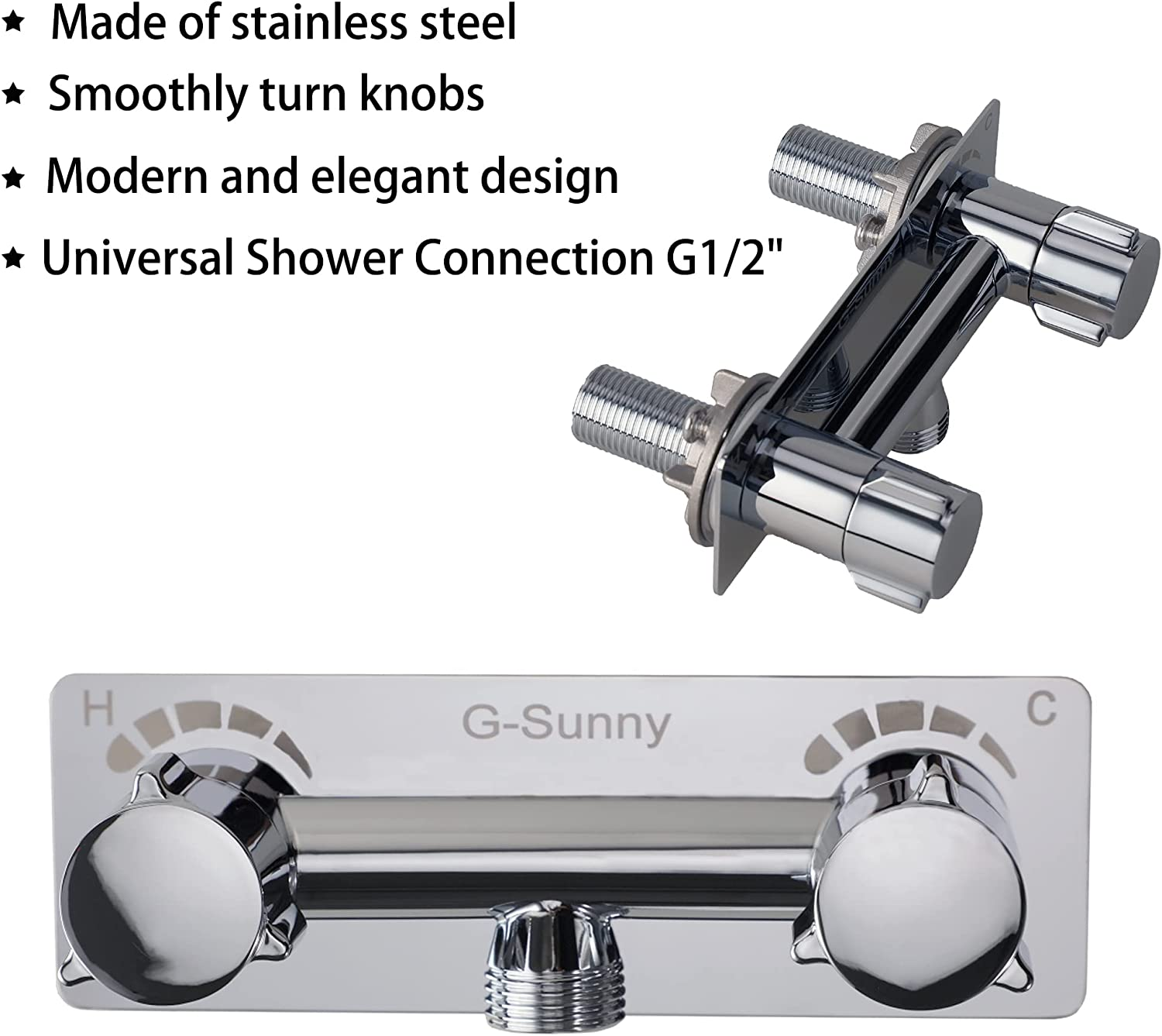 Camper Shower Faucet Diverter Dual Knob White RV Shower Faucet With Diverter - 4 Inch Center Dual Knobs For Camper Inside/Outside Showers Rv Shower Pan - View #2