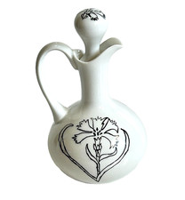 Limoges French Vinegar Pitcher Cruet with Stopper Porcelain Unique Design