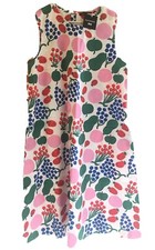 NWT Uniqlo Marimekko Sleeveless A Line Cotton Dress White Fruit Motif M