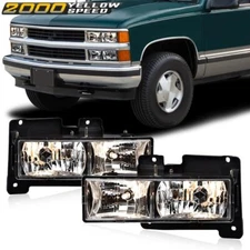 Fit For 1988-1998 Chevy/GMC C10 C/K Pickup Headlights Headlamps Set W/Bulbs