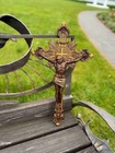 Wood crucifix  carved religious  catholic modern christian art housewarming gift