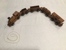 Wooden Toy Train Set Vintage, Engine with 3 cars, Engine, and Caboose